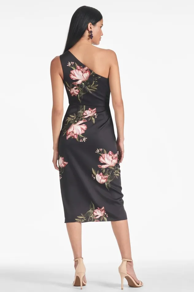 Carmen Dress 8211 Noir Blossom Women Sachin and Babi One Shoulder