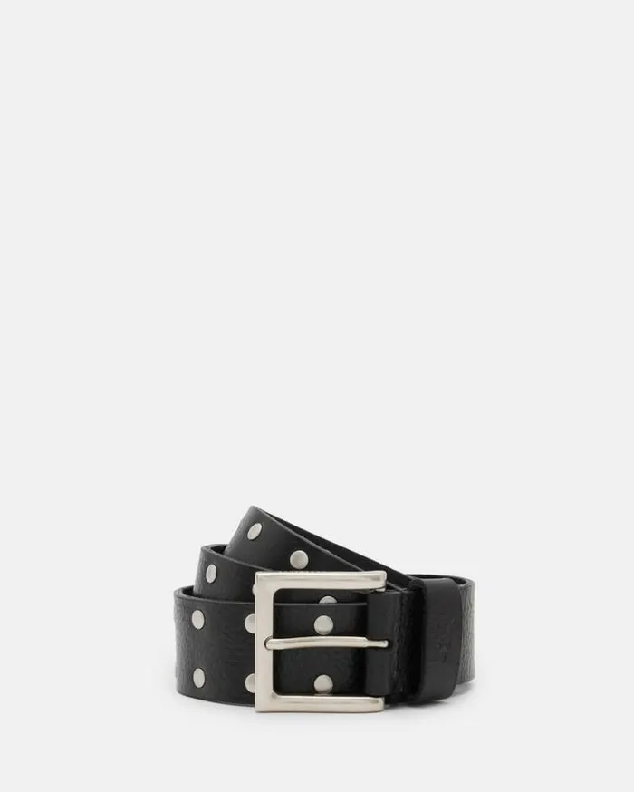 Carver Studded Leather Belt Black Men AllSaints Leather Belts