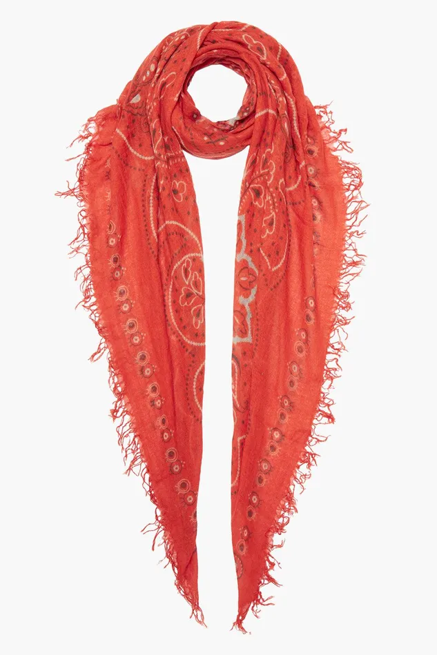 Cashmere And Silk Scarf Red Mandala Women Chan Luu Scarves