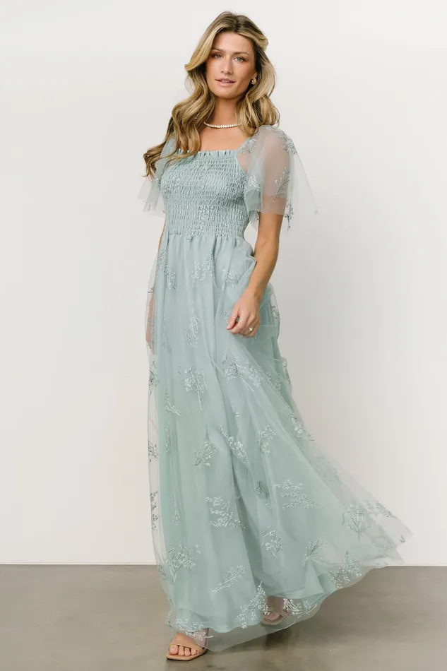 Cassandra Tulle Maxi Dress Sage Sparkle Women Baltic Born Embellished Sequin Cassandra Tulle Maxi Dress Sage Sparkle Women Baltic Born Embellished Sequin