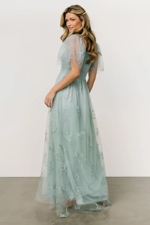 Cassandra Tulle Maxi Dress Sage Sparkle Women Baltic Born Embellished Sequin Cassandra Tulle Maxi Dress Sage Sparkle Women Baltic Born Embellished Sequin