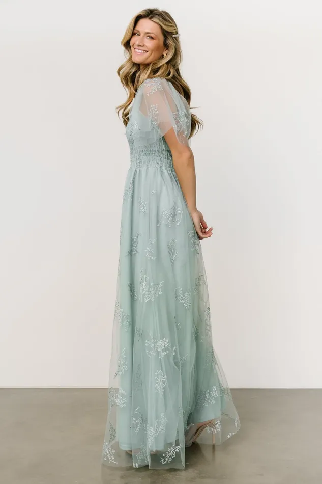 Cassandra Tulle Maxi Dress Sage Sparkle Women Baltic Born Embellished Sequin Cassandra Tulle Maxi Dress Sage Sparkle Women Baltic Born Embellished Sequin