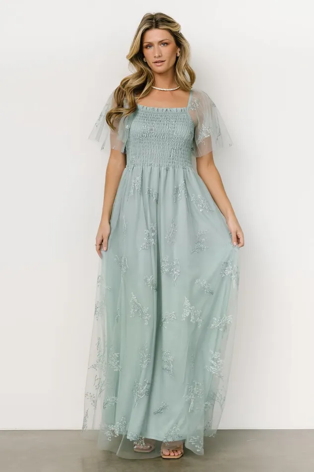 Cassandra Tulle Maxi Dress Sage Sparkle Women Baltic Born Embellished Sequin Cassandra Tulle Maxi Dress Sage Sparkle Women Baltic Born Embellished Sequin