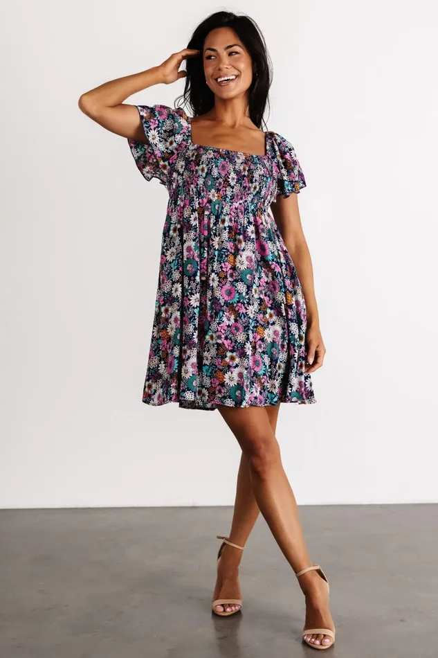 Cassiopeia Back Tie Mini Dress Navy Multi Women Baltic Born Short Dresses