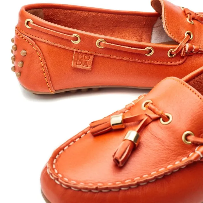 Casual Shoes Women Moda In Pelle Arienna Orange Leather
