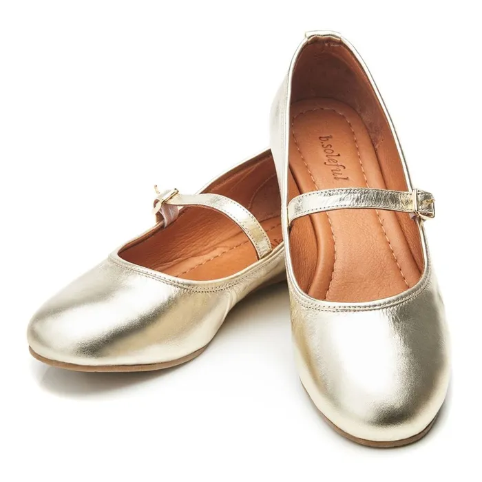 Casual Shoes Women Moda In Pelle Bsoleful BBallet Gold Leather