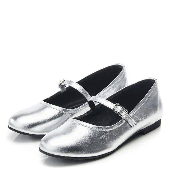 Casual Shoes Women Moda In Pelle Bsoleful BBallet Silver Leather
