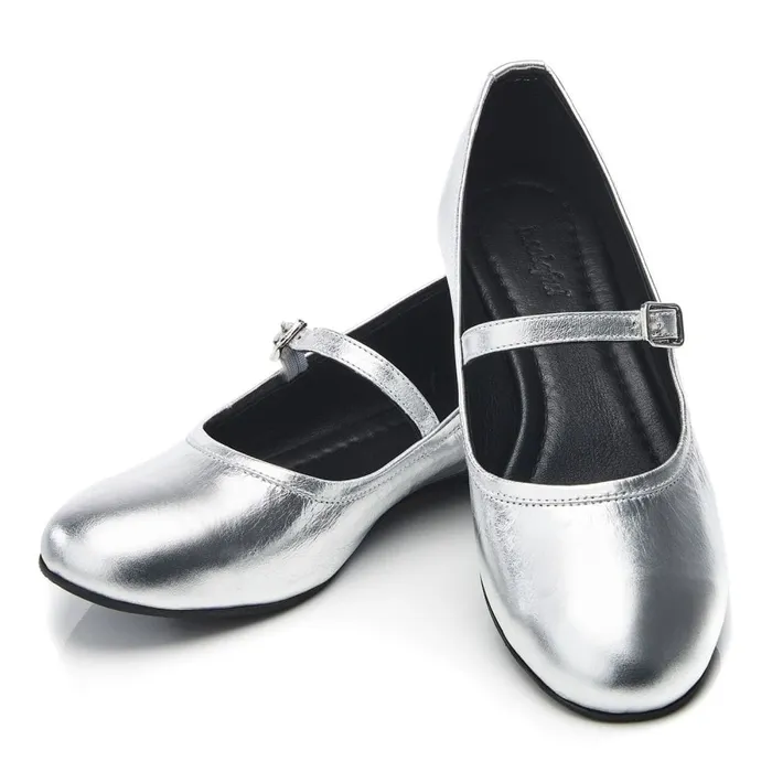 Casual Shoes Women Moda In Pelle Bsoleful BBallet Silver Leather