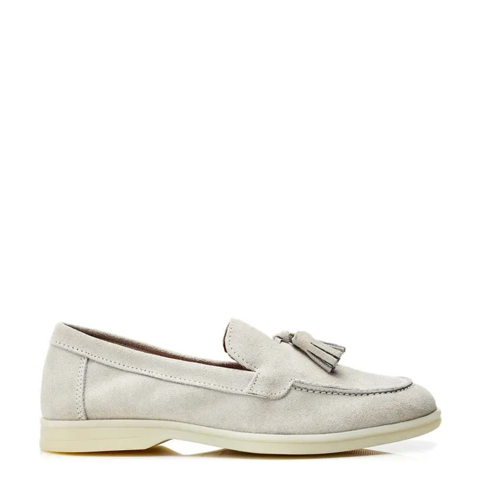 Casual Shoes Women Moda In Pelle Effie Light Grey Suede