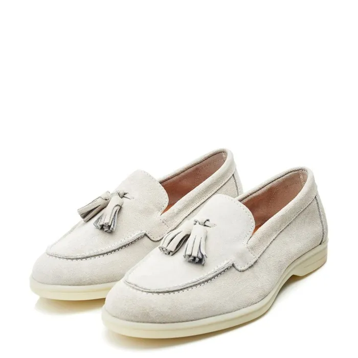 Casual Shoes Women Moda In Pelle Effie Light Grey Suede