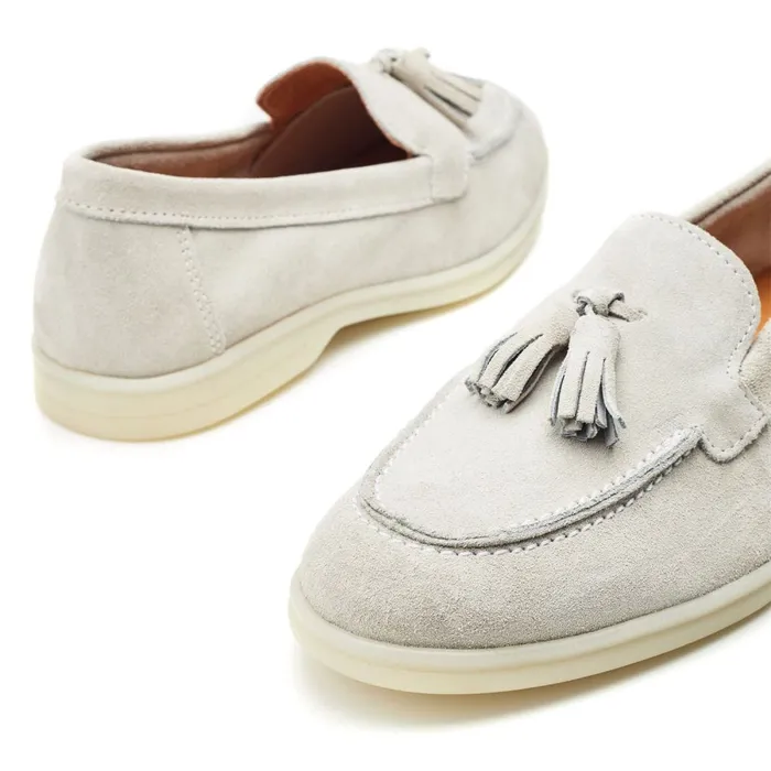 Casual Shoes Women Moda In Pelle Effie Light Grey Suede