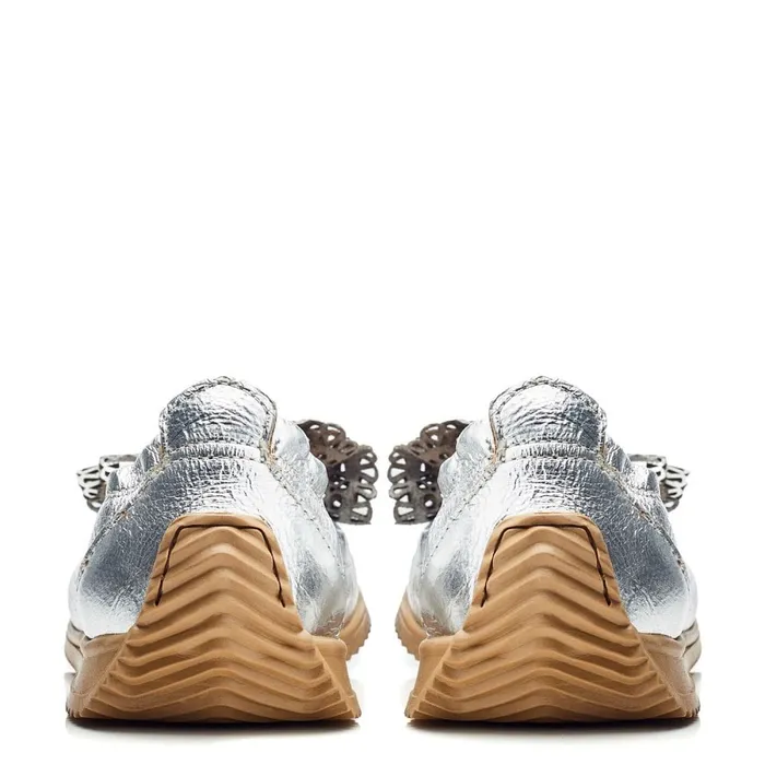Casual Shoes Women Moda In Pelle Elerna Silver Leather