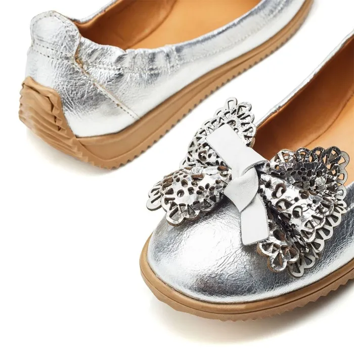 Casual Shoes Women Moda In Pelle Elerna Silver Leather