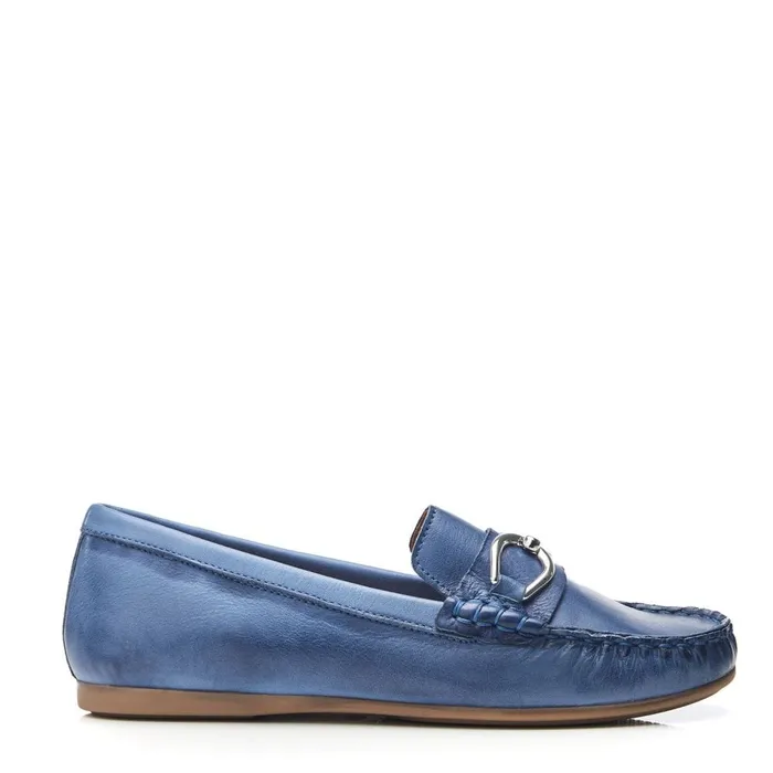 Casual Shoes Women Moda In Pelle Fabiole Blue Leather