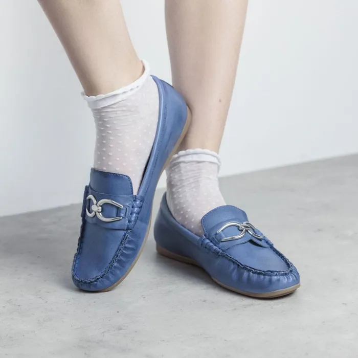 Casual Shoes Women Moda In Pelle Fabiole Blue Leather