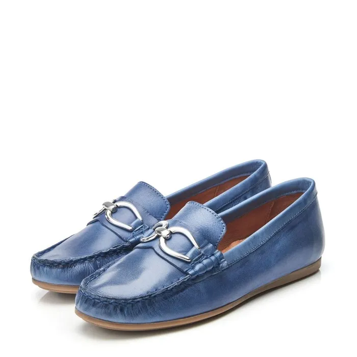 Casual Shoes Women Moda In Pelle Fabiole Blue Leather