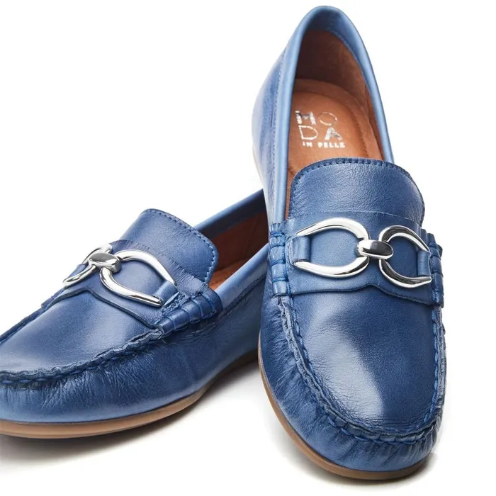 Casual Shoes Women Moda In Pelle Fabiole Blue Leather