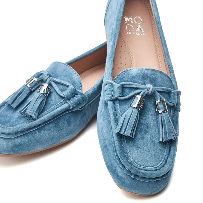Casual Shoes Women Moda In Pelle Famina Blue Suede
