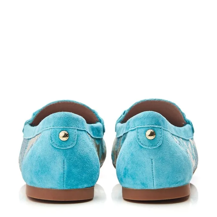 Casual Shoes Women Moda In Pelle Famina Turquoise Snake Print Leather
