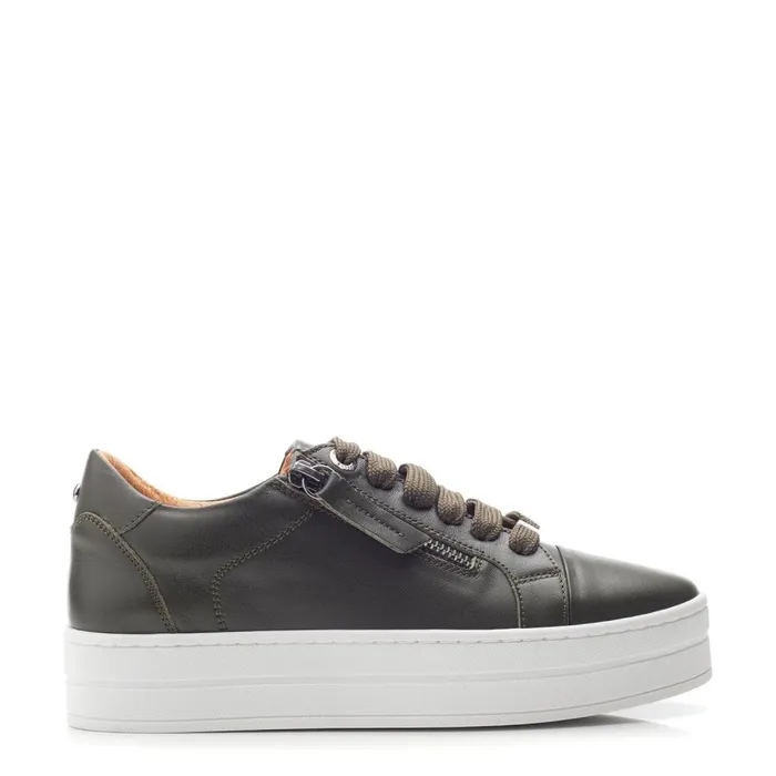 Casual Trainers Women Moda In Pelle Abbiy Khaki Leather