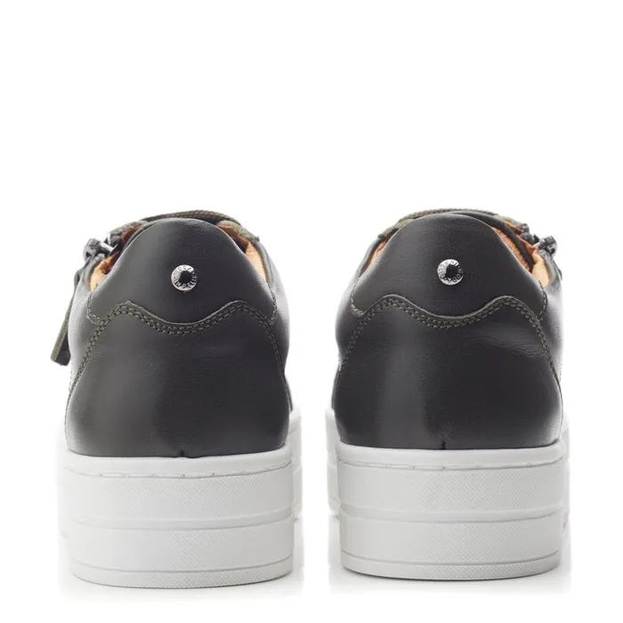 Casual Trainers Women Moda In Pelle Abbiy Khaki Leather