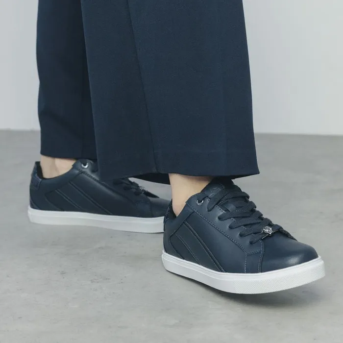Casual Trainers Women Moda In Pelle Abrini Navy Leather
