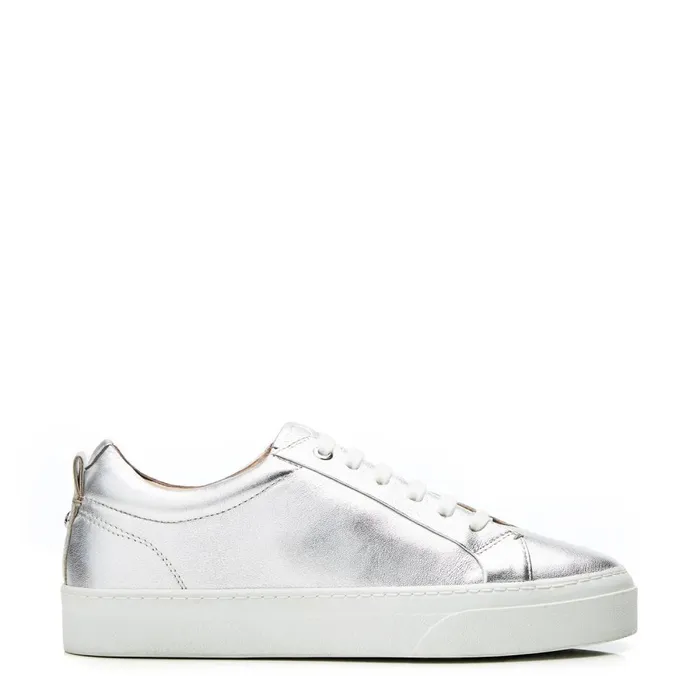 Casual Trainers Women Moda In Pelle Aiyla Silver Leather