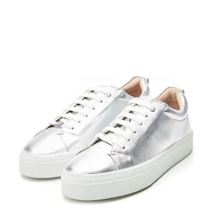 Casual Trainers Women Moda In Pelle Aiyla Silver Leather