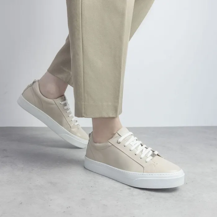Casual Trainers Women Moda In Pelle Aiyla Taupe Leather
