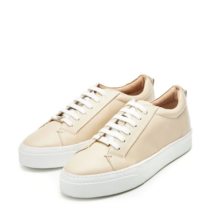 Casual Trainers Women Moda In Pelle Aiyla Taupe Leather