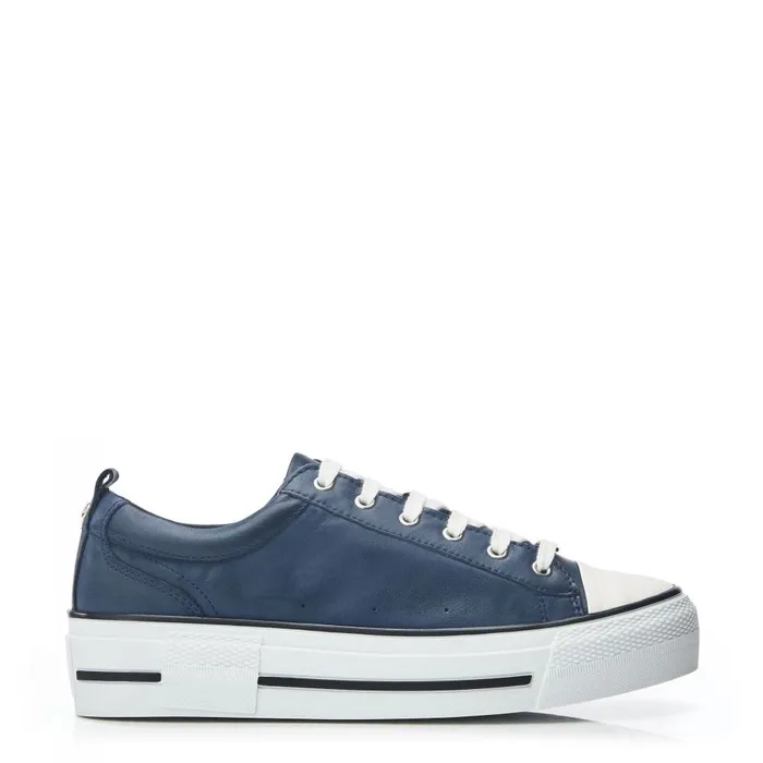 Casual Trainers Women Moda In Pelle Avena Navy Leather