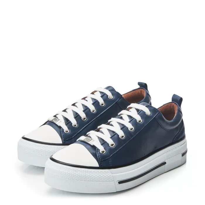Casual Trainers Women Moda In Pelle Avena Navy Leather