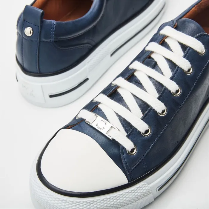 Casual Trainers Women Moda In Pelle Avena Navy Leather