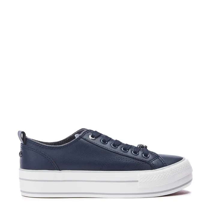 Casual Trainers Women Moda In Pelle Bagnol Navy Porvair