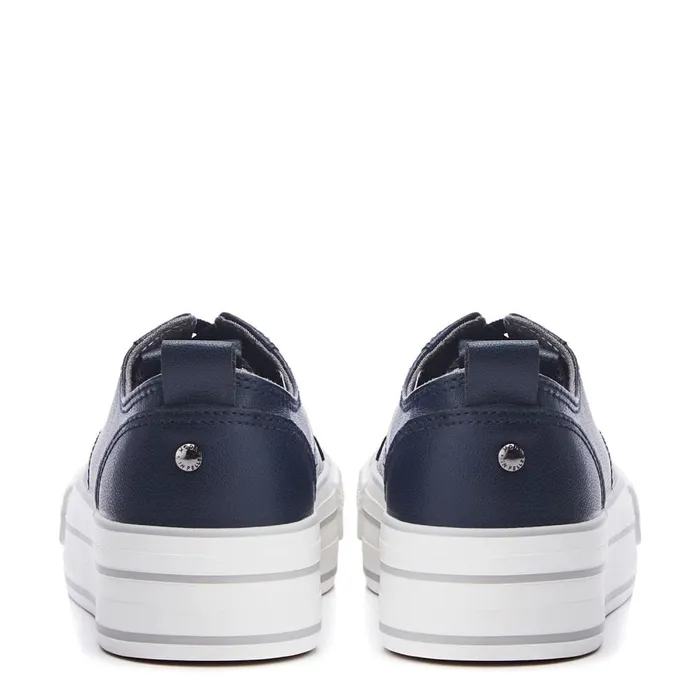 Casual Trainers Women Moda In Pelle Bagnol Navy Porvair