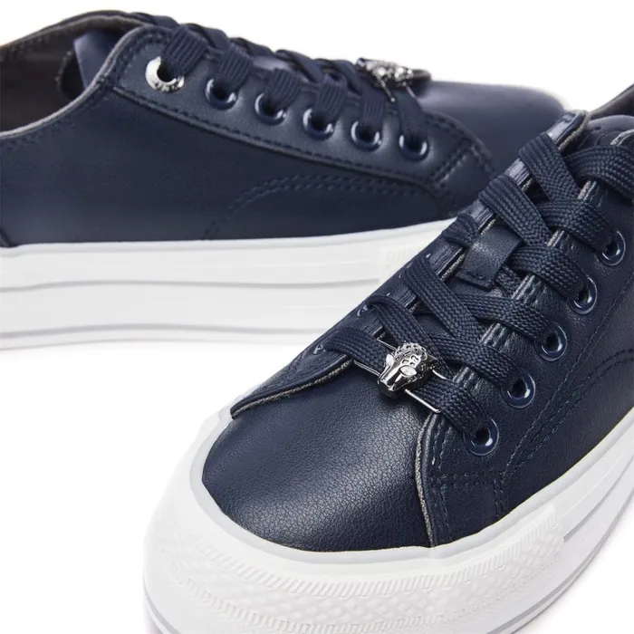 Casual Trainers Women Moda In Pelle Bagnol Navy Porvair
