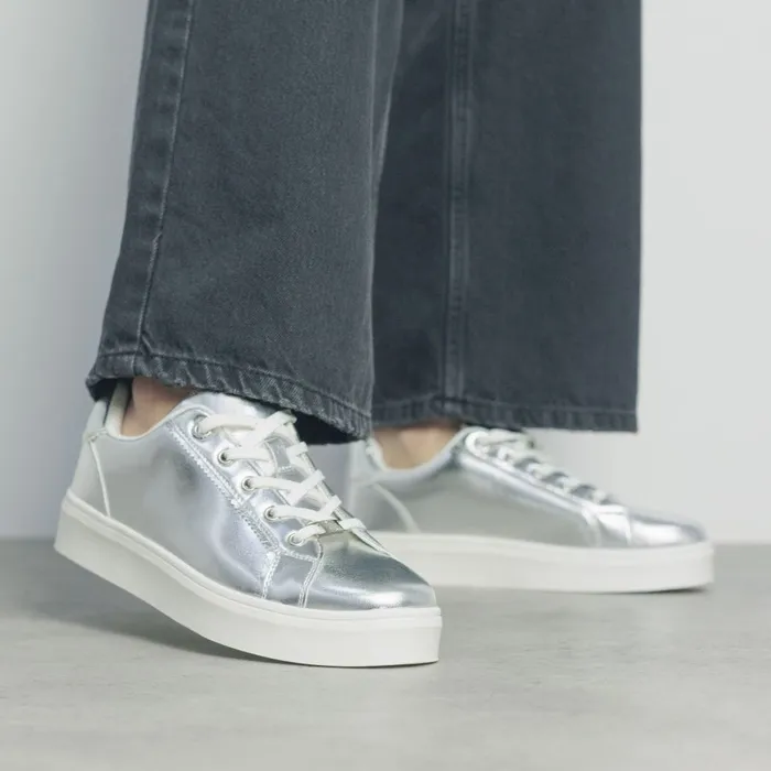 Casual Trainers Women Moda In Pelle Belammy Silver Porvair