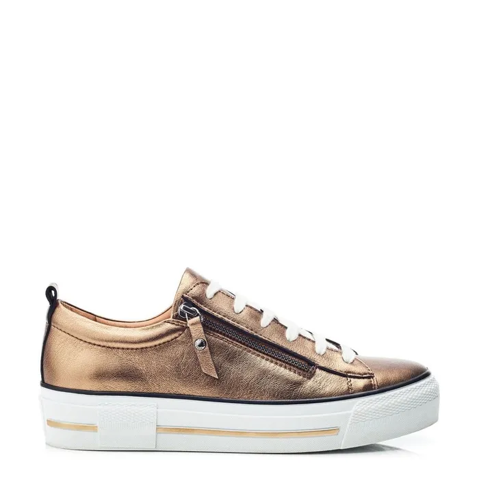 Casual Trainers Women Moda In Pelle Filician Gold Metallic Leather