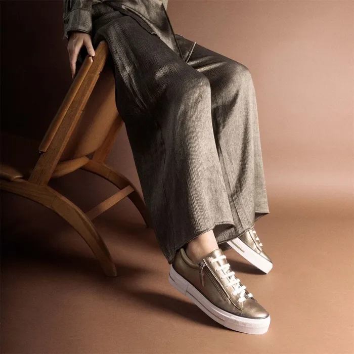 Casual Trainers Women Moda In Pelle Filician Gold Metallic Leather