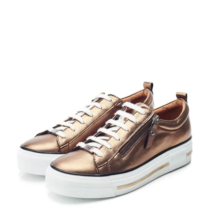 Casual Trainers Women Moda In Pelle Filician Gold Metallic Leather