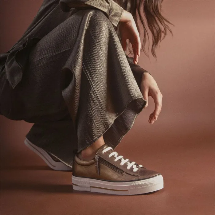 Casual Trainers Women Moda In Pelle Filician Gold Metallic Leather