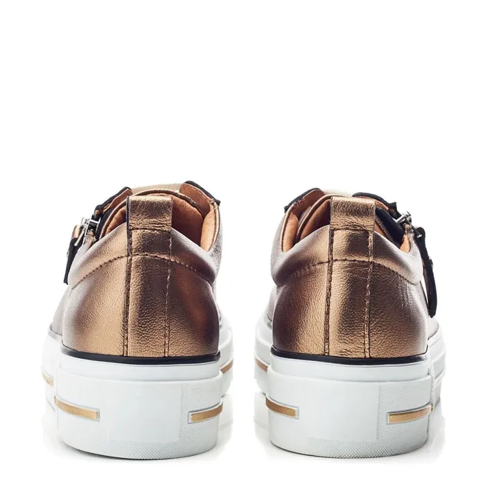 Casual Trainers Women Moda In Pelle Filician Gold Metallic Leather