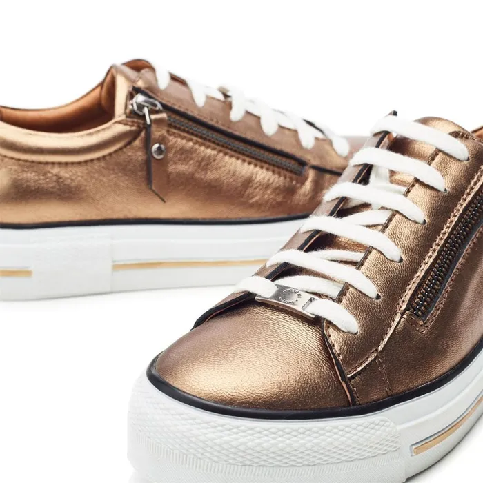 Casual Trainers Women Moda In Pelle Filician Gold Metallic Leather