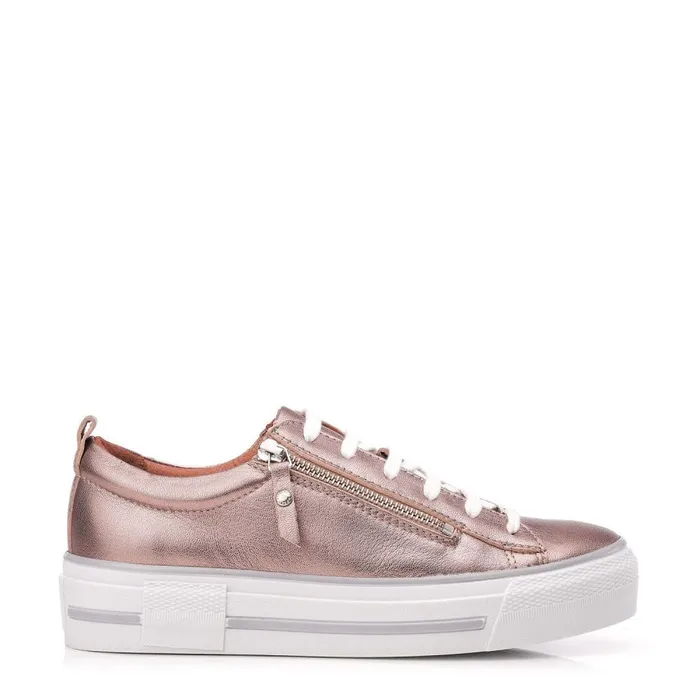 Casual Trainers Women Moda In Pelle Filician Stone Metallic Leather