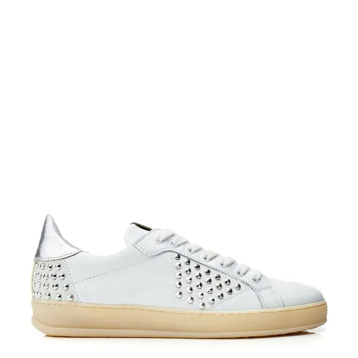 Casual Trainers Women Moda In Pelle Filipia White 8211 Silver Leather