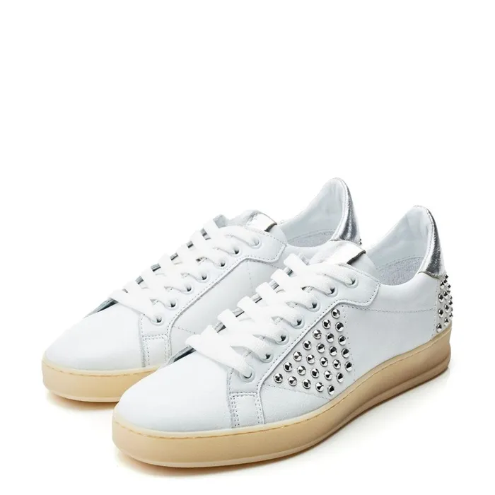 Casual Trainers Women Moda In Pelle Filipia White 8211 Silver Leather