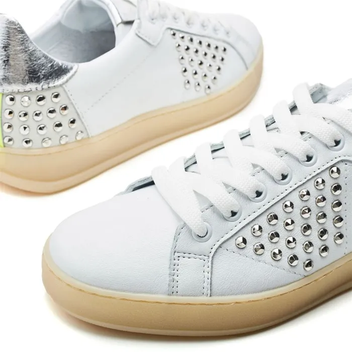Casual Trainers Women Moda In Pelle Filipia White 8211 Silver Leather