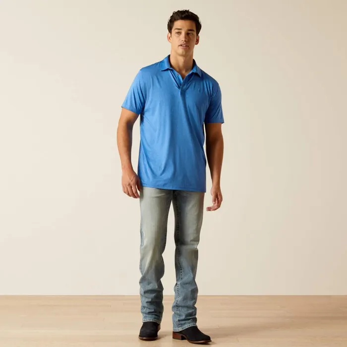 Charger 20 Fitted Polo Seascape Men Ariat TShirts and Polos Charger 20 Fitted Polo Seascape Men Ariat TShirts and Polos