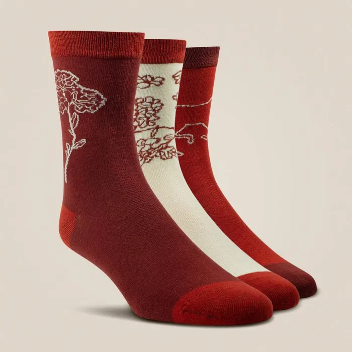 Charm Crew Socks Burnt Brick Toile Women Ariat Socks