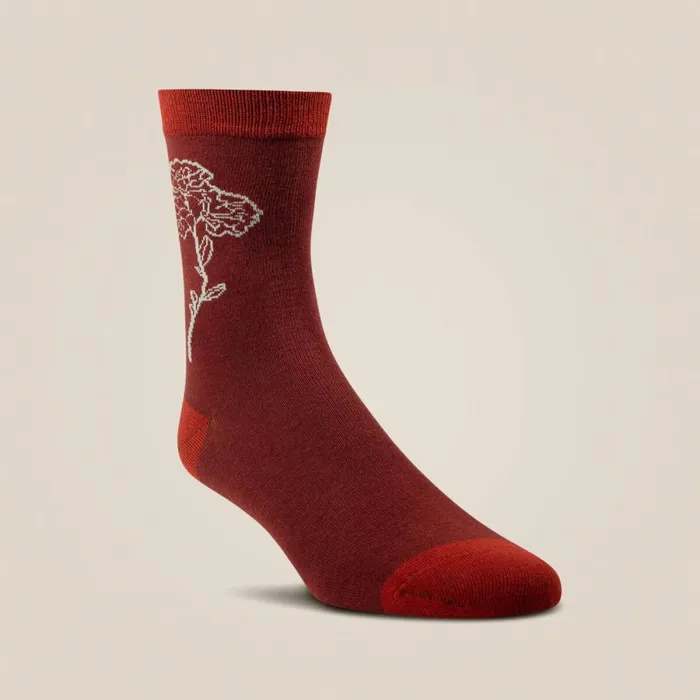 Charm Crew Socks Burnt Brick Toile Women Ariat Socks Charm Crew Socks Burnt Brick Toile Women Ariat Socks